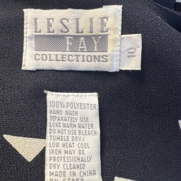 Leslie Fay Collections Navy Blue Geometric Midi Dress - Size 10 - Picture 5 of 5